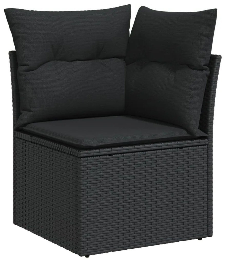 Set divani da giardino 10pz con cuscini in polyrattan nero