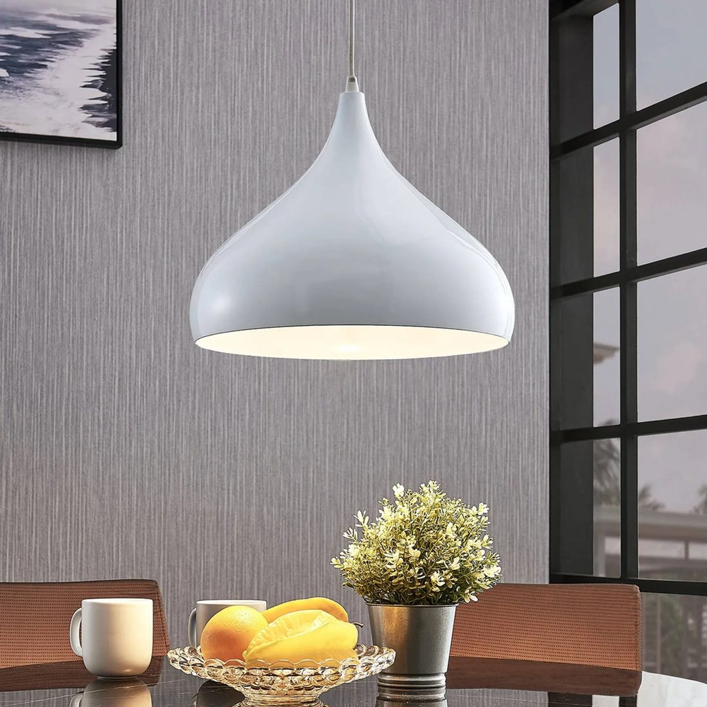 Lindby Lampada a sospensione Ritana, alluminio, bianco