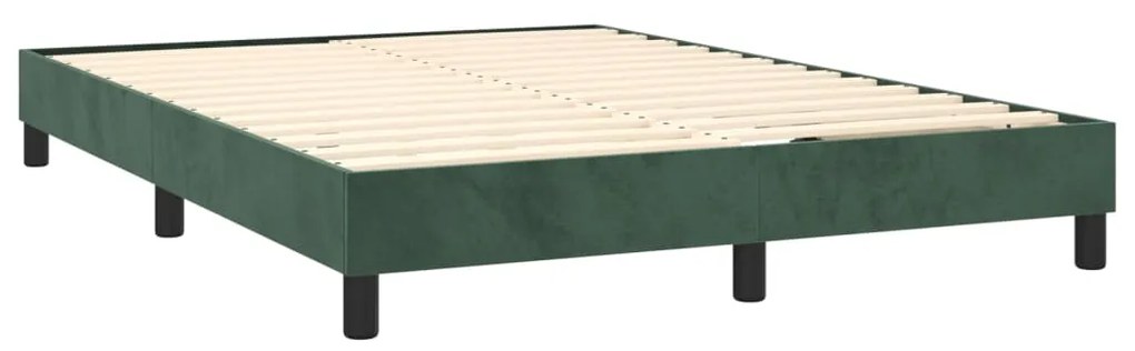 Letto a molle con materasso e led verde scuro 140x200cm velluto