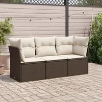 Set Divano da Giardino 3 pz con Cuscini Marrone in Polyrattancod mxl 86923