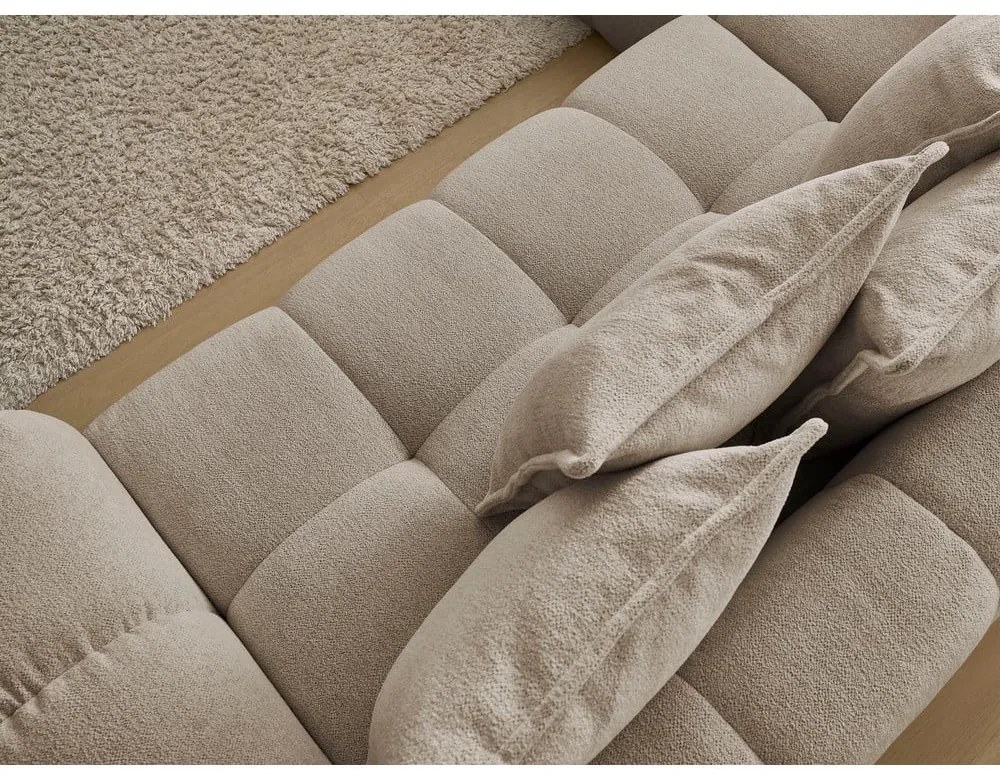 Divano angolare grigio tortora allungabile e con contenitore (penisola a sinistra/a L) con rivestimento in ciniglia Everest – Bobochic Paris