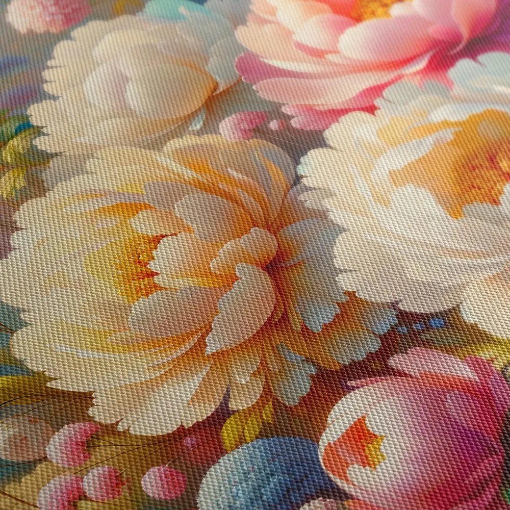Quadro su tela – Peonie colorate in piena fioritura