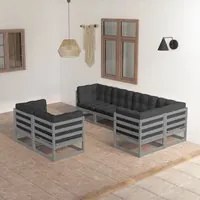 Set Divani da Giardino 7 pz con Cuscini Legno Massello di Pino cod mxl 43882