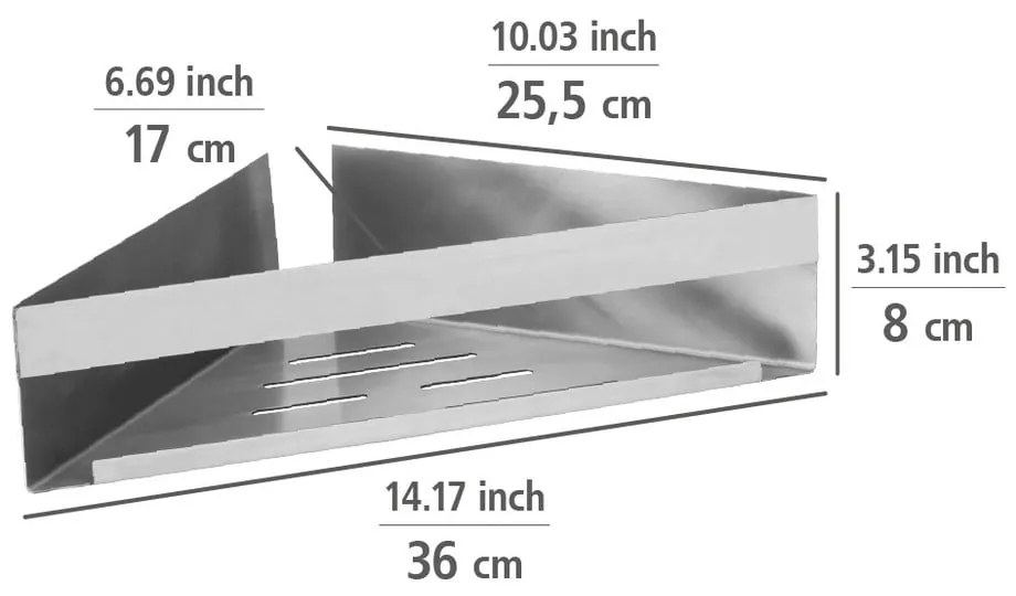 Mensola angolare autoportante per bagno in acciaio inox in argento opaco Genova Matt - Wenko