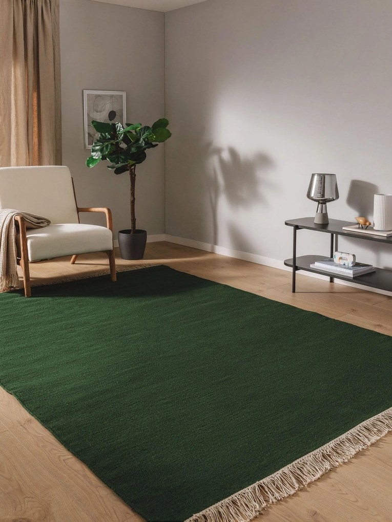 benuta Pop Tappeto di lana Liv Verde scuro 140x200 cm - Tappeto fibra naturale