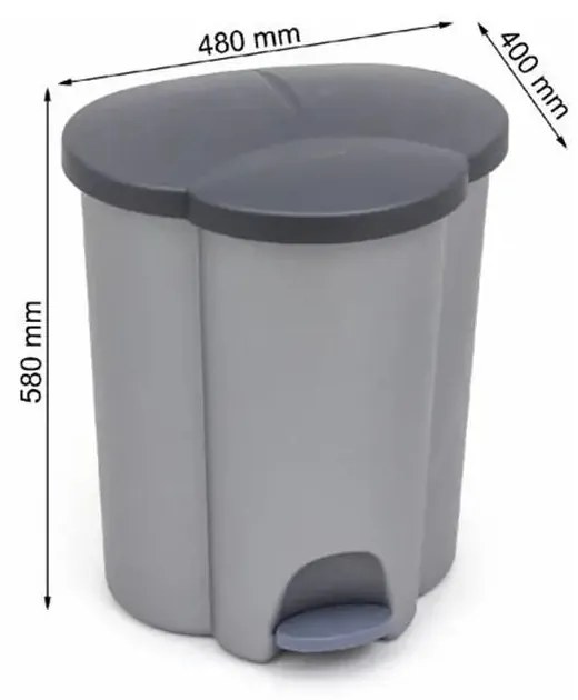 Contenitore in plastica per rifiuti differenziati/pedali 17+17+6 l Trio - Curver