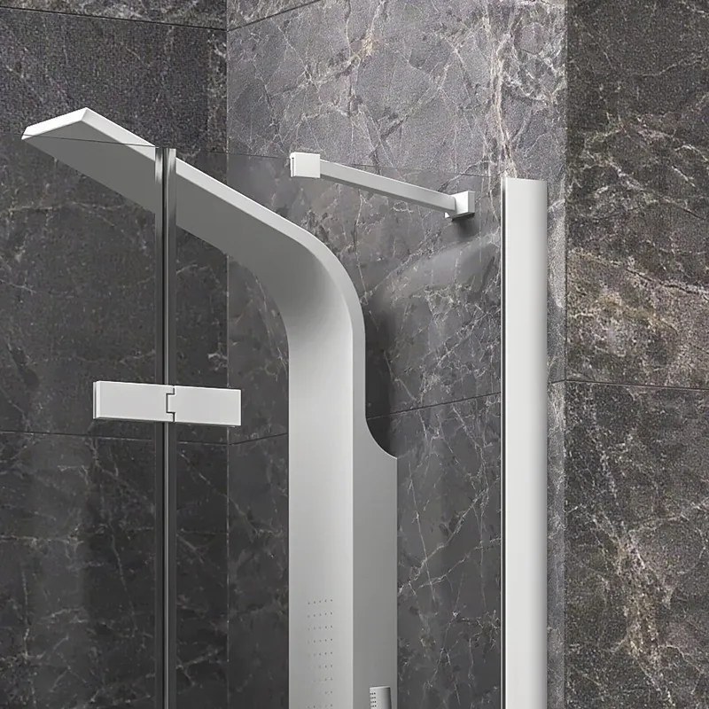 Porta doccia 140cm battente e fisso colore bianco | KT4000B - KAMALU