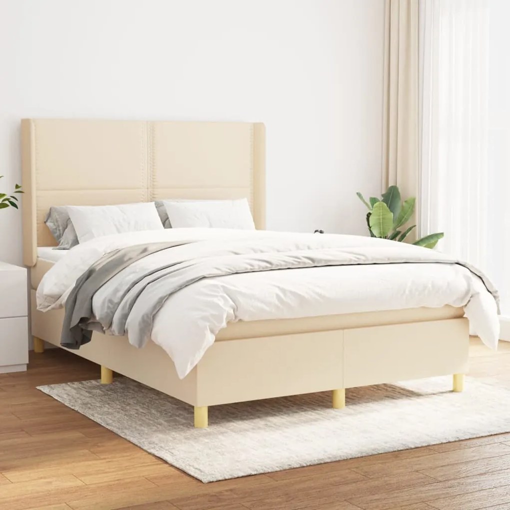 Giroletto A Molle Con Materasso Crema 140x200 Cm İn Tessuto /