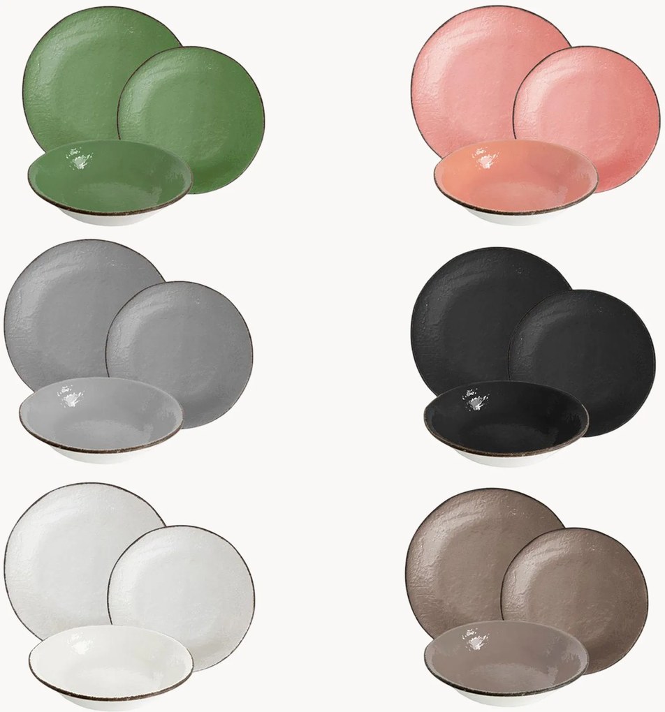 Servizio di piatti in ceramica Preta, 6 persone, set da 18