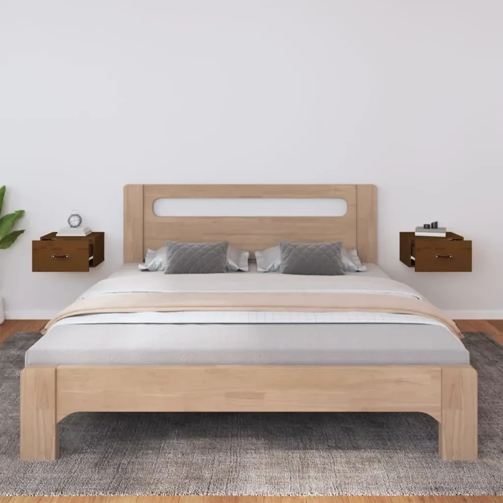 Comodini a muro 2 pz miele 40x29,5x22 cm