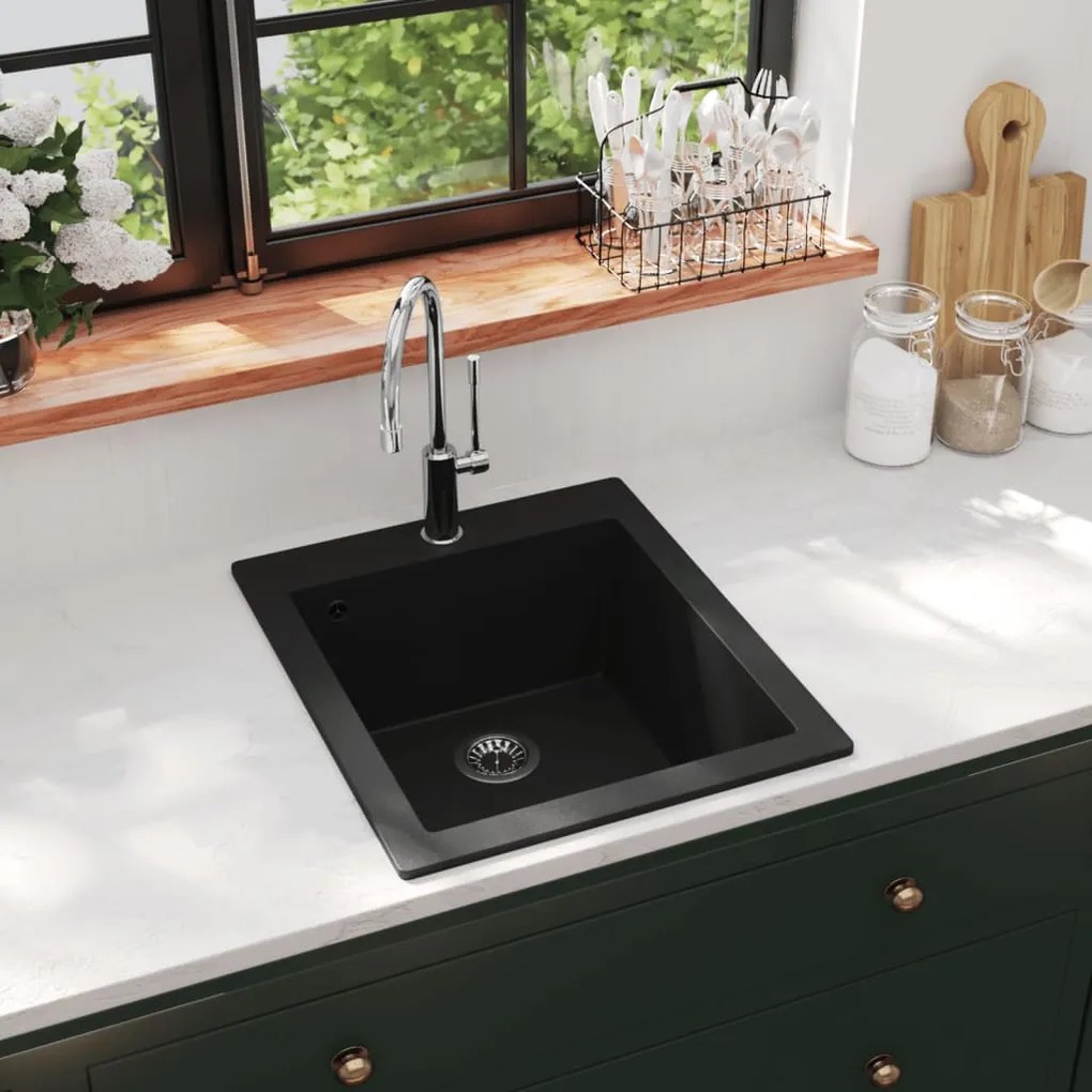 Lavandino Cucina Granito Nero Solo Lavello Ad Incasso /
