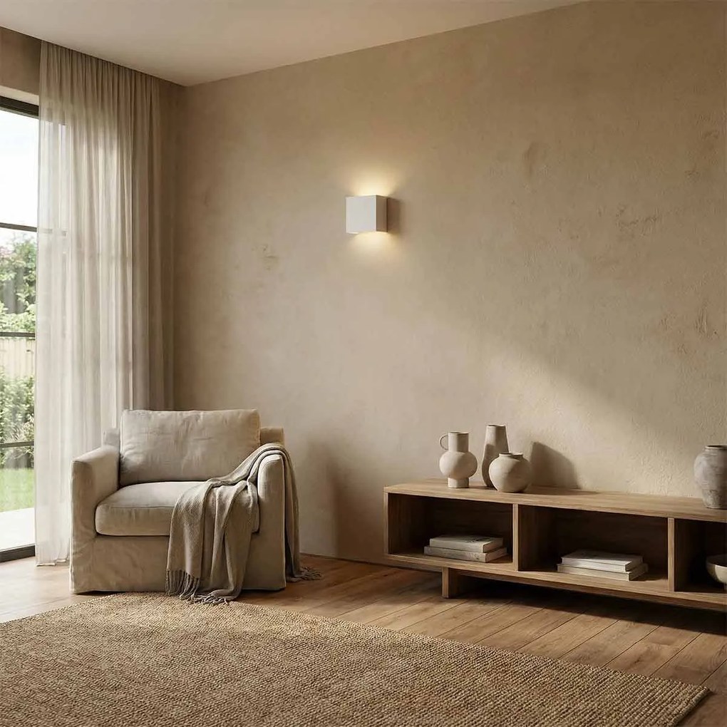 Applique da Parete G9 Quadrata in Gesso Pitturabile