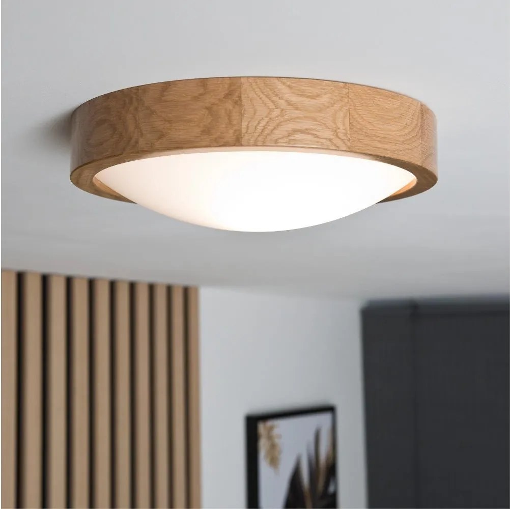 Brilagi-LED RGBW dimmerabile plafoniera CARVALHO SLIM 1xE27/15W/230V Wi-Fi rovere Ø 27 cm