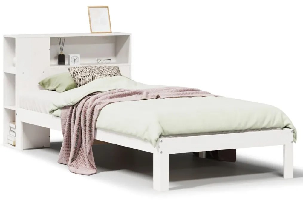 Letto con libreria senza materasso 75x190 cm in legno pino