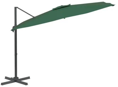 Ombrellone a Sbalzo LED Verde 400x300 cm