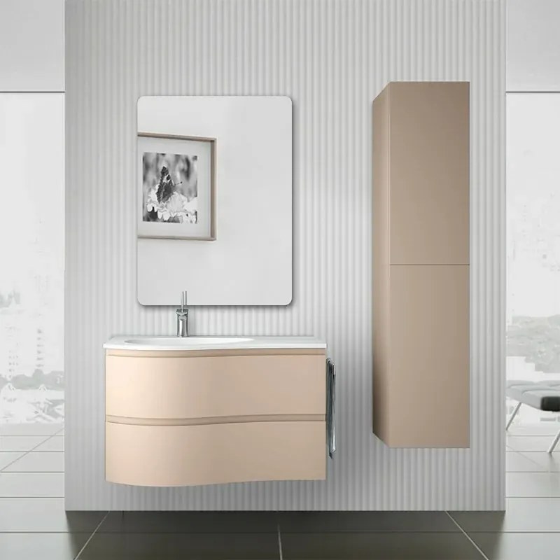 Colonna bagno sospesa 160 cm Melody cappuccino opaco con ante reversibili
