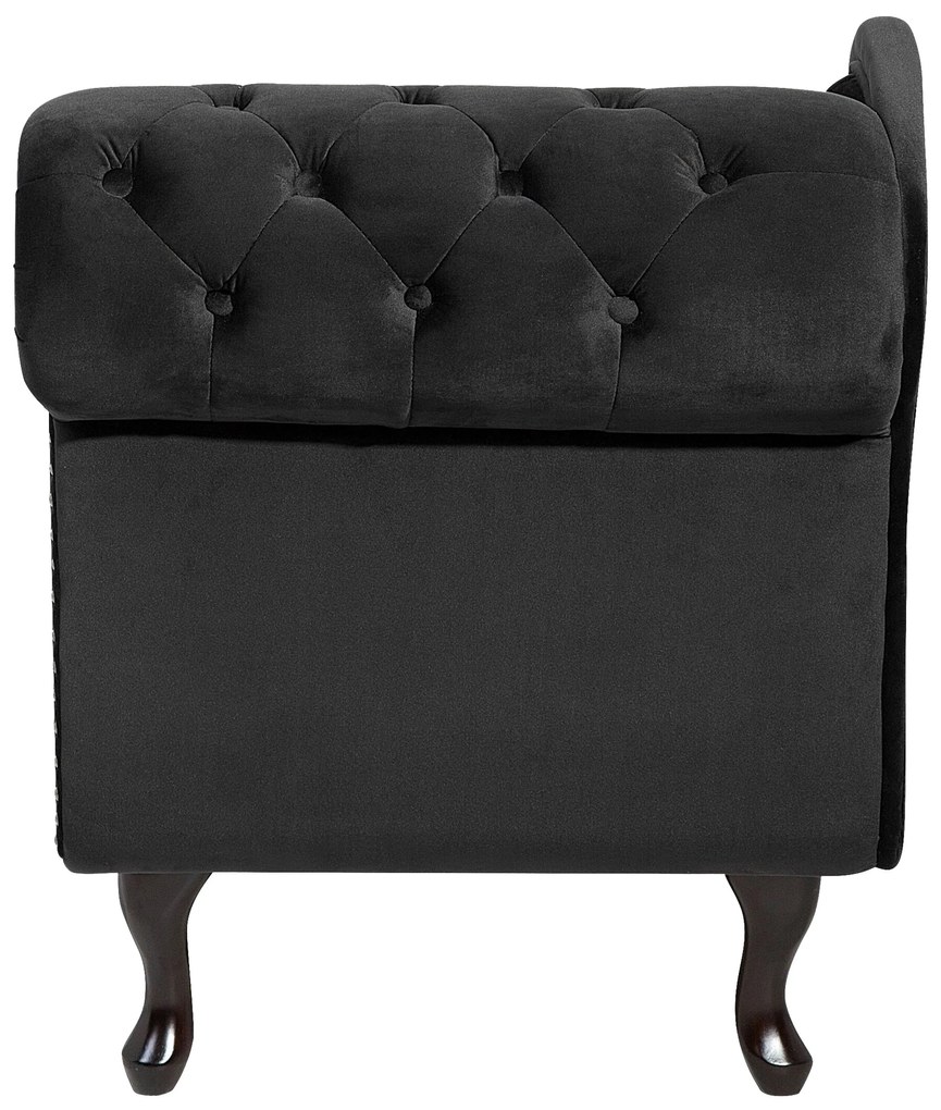 Chaise longue destra in velluto nero NIMES Beliani
