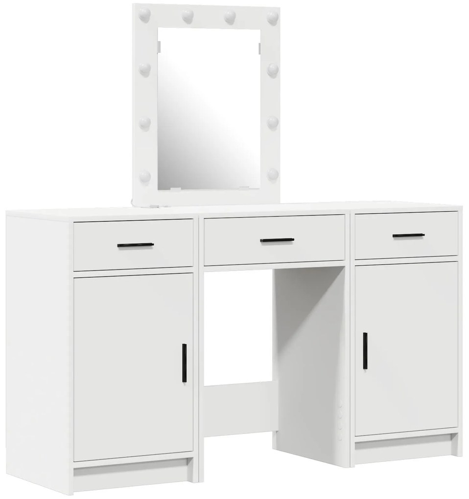 Set di toletta 3 pezzi con led in legno ingegnerizzato bianco
