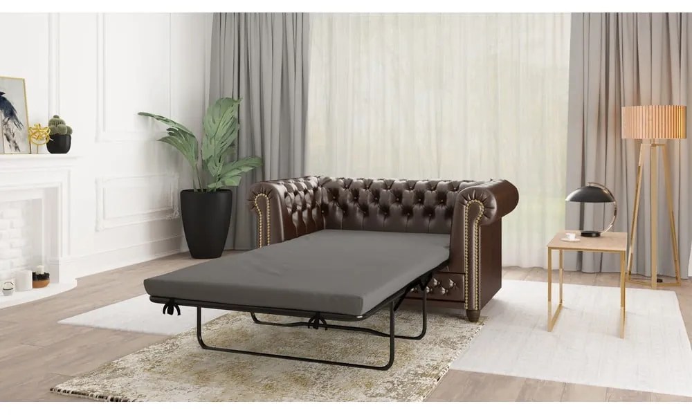 Divano letto marrone scuro in similpelle 148 cm York - Ropez