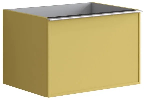 Mobile da bagno sotto lavabo Pixel frame frontale giallo sole e maniglia alluminio brillante laccato opaco L 60 x H 40 x P 45.5 cm 2 cassetti, lavabo non incluso