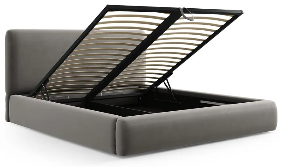 Letto matrimoniale imbottito grigio con contenitore e doghe 180x200 cm Colonel - Cosmopolitan Design