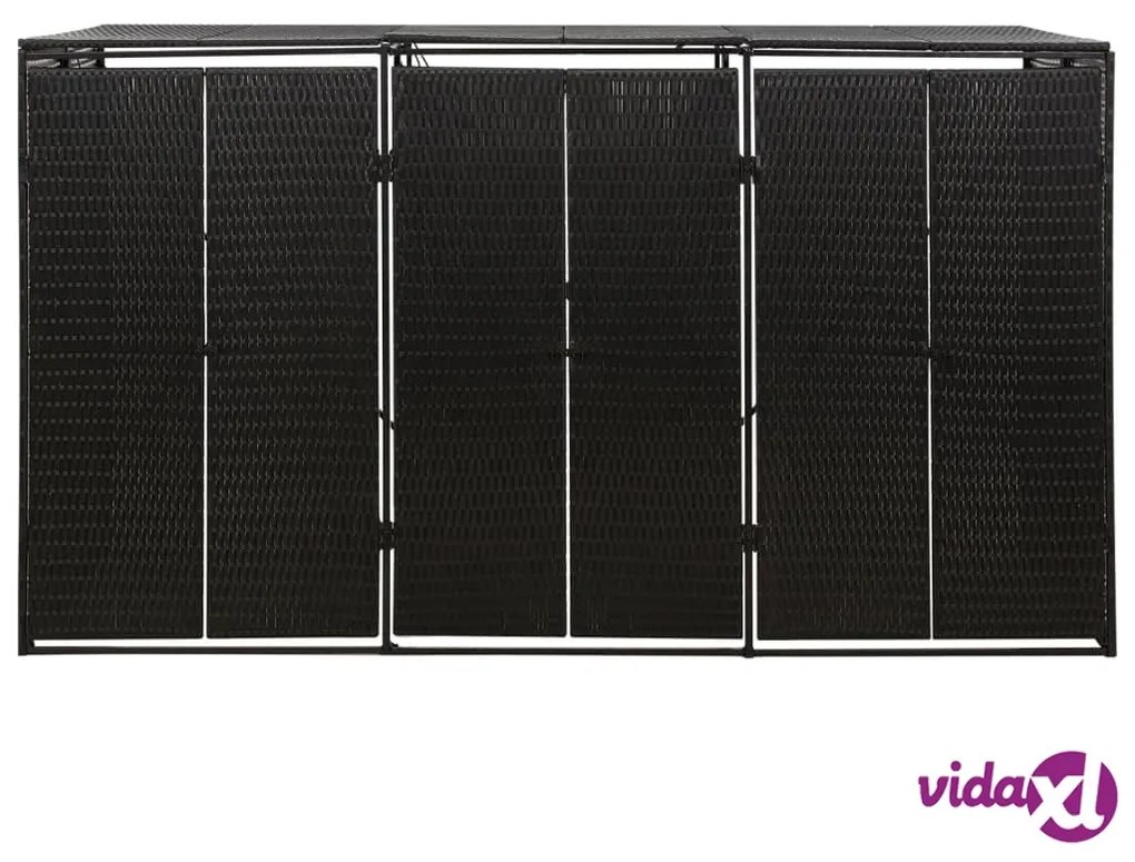vidaXL Copribidone Triplo Nero 207x80x117 cm in Polyrattan