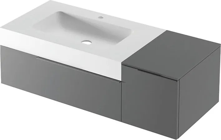 Mobile bagno sospeso con lavabo L 120 x H 36 x P 51 cm grigio basalto per vasca a sinistra Ginevra
