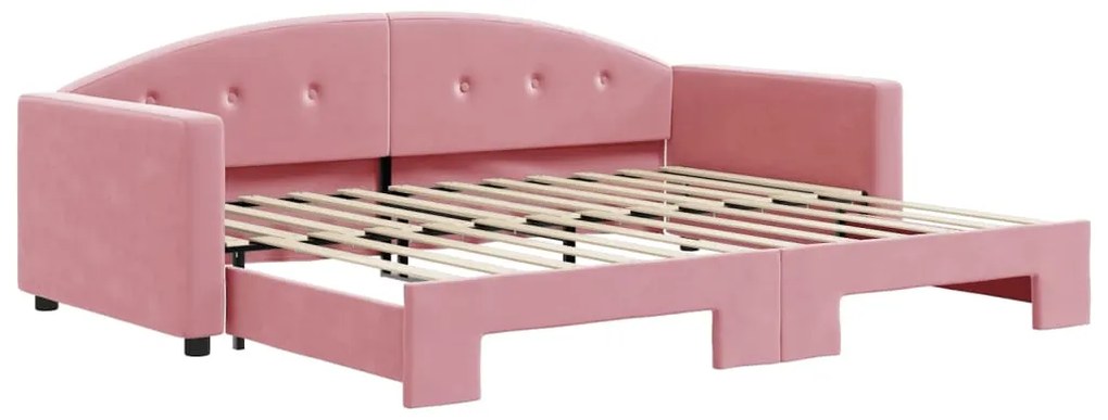 Divano letto con letto estraibile rosa 90x200 cm in velluto