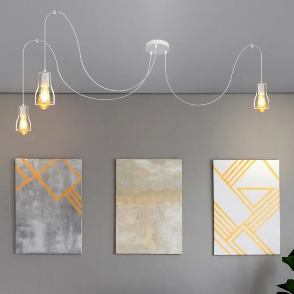 Lampadario a sospensione con filo TUBE 3xE27/15W/230V ragno bianco