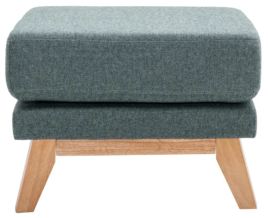 Pouf poggiapiedi sfoderabile scandinavo in tessuto grigio-verde e legno chiaro OSLO