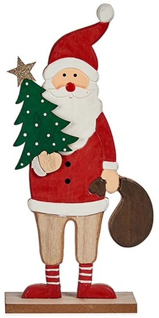 Statua Decorativa Babbo Natale Bianco Marrone Rosso Verde Legno 5 x 30 x 15 cm (12 Unità)