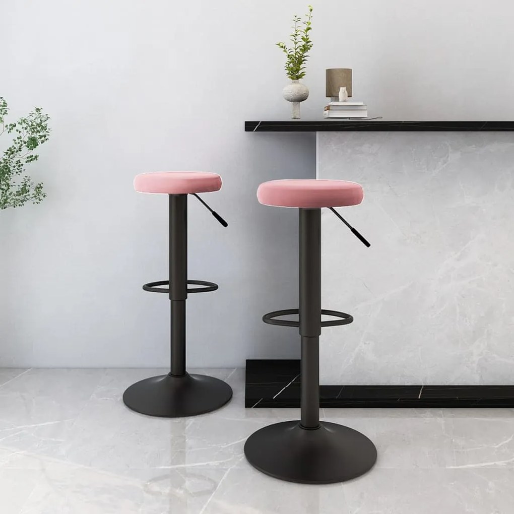 Sgabelli Da Bar 2 Pz Rosa İn Velluto /
