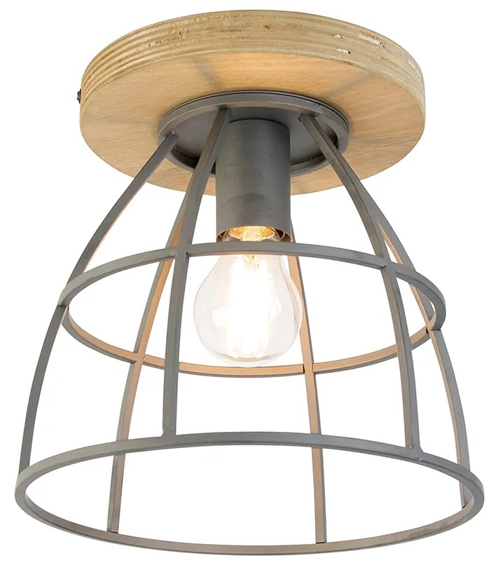 Lampada da soffitto intelligente grigio scuro con legno incl. WiFi E27 - Arthur