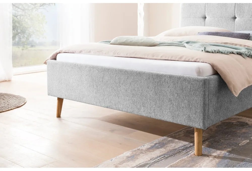 Letto matrimoniale imbottito grigio chiaro rete non inclusa 140x200 cm Smart – Meise Möbel