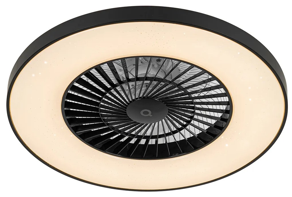 Ventilatore da soffitto smart nero con effetto stellato 60cm incl. LED dimmerabile con telecomando - Climo