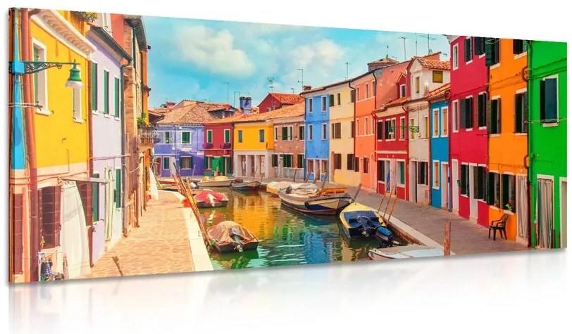 Stampa su tela – Case pastello in città