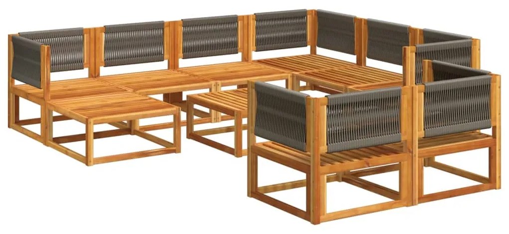 Set divani da giardino 10pz con cuscini legno massello acacia