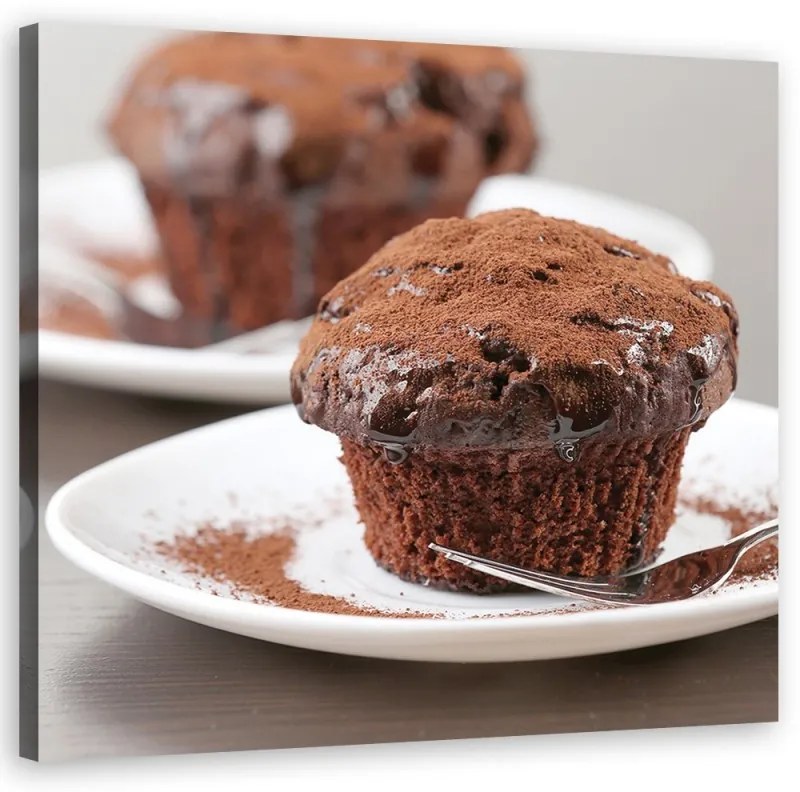 Quadro su tela, muffin al cioccolato  Dimensioni Tappeti 30x30