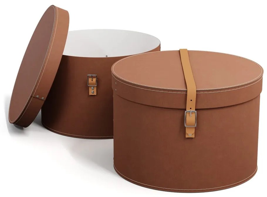 Scatole in set con coperchio/decorative marroni in cartone 2 pz ø 37,5x25 cm Rut Restore Paper Laminate – Bigso