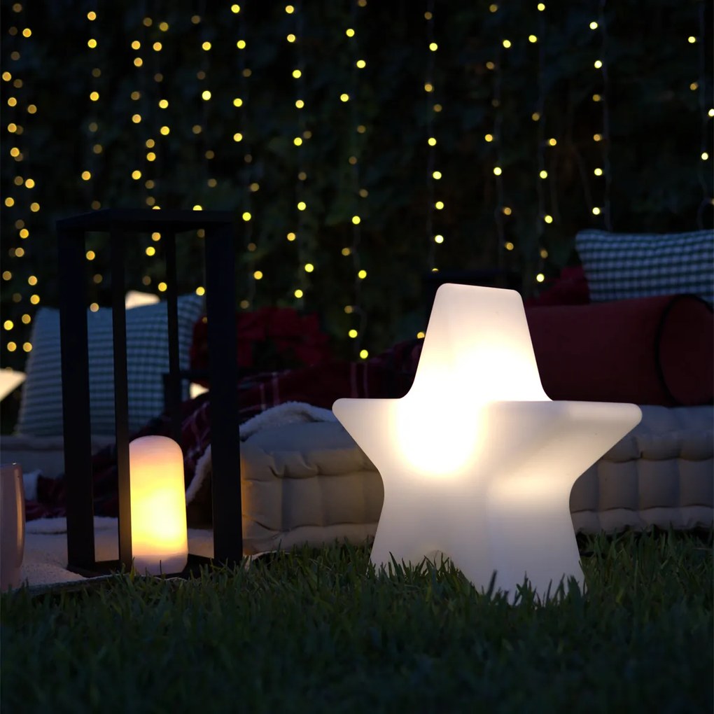 Lampada da terra a forma di stella di Natale bianca 60 cm con LED RGBW ricaricabile - Nova