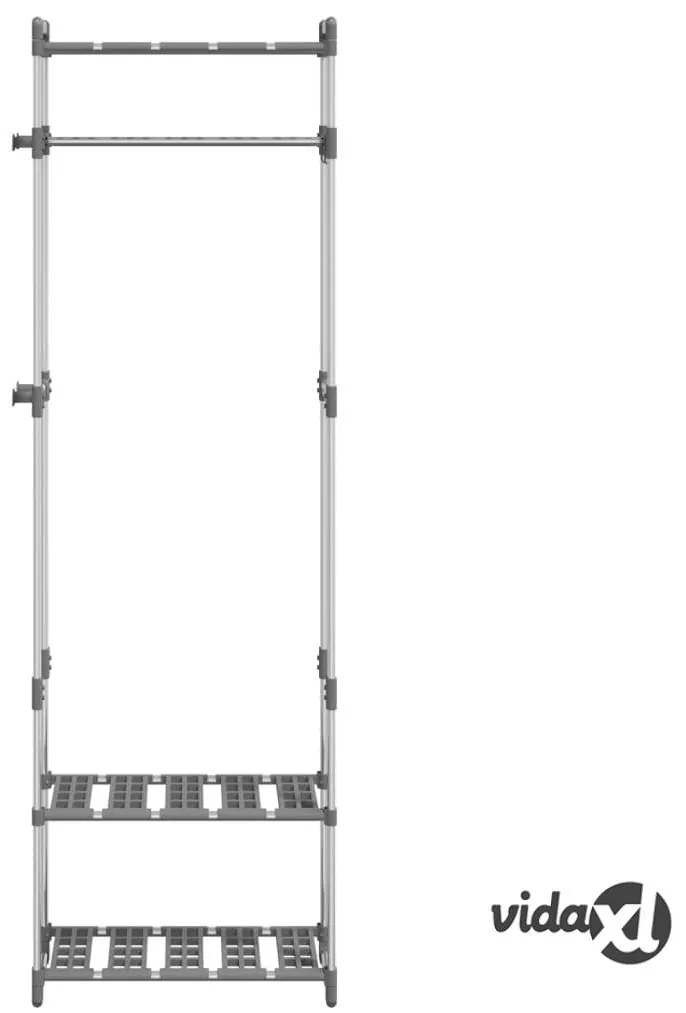 vidaXL Appendiabiti a 3 Livelli Argento 59x29x192 cm in Alluminio