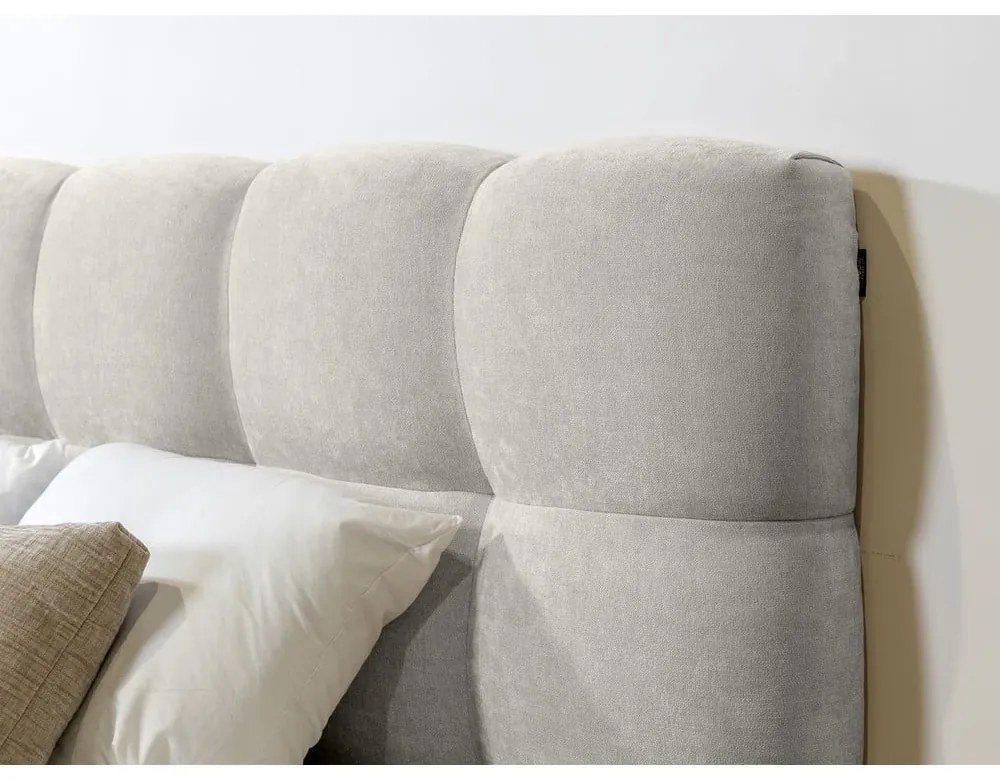 Letto matrimoniale imbottito grigio chiaro rete inclusa 180x200 cm Kumo - Bobochic Paris