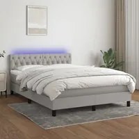 Letto a Molle Materasso e LED Grigio Chiaro 140x200 cm Tessuto cod mxl 47227