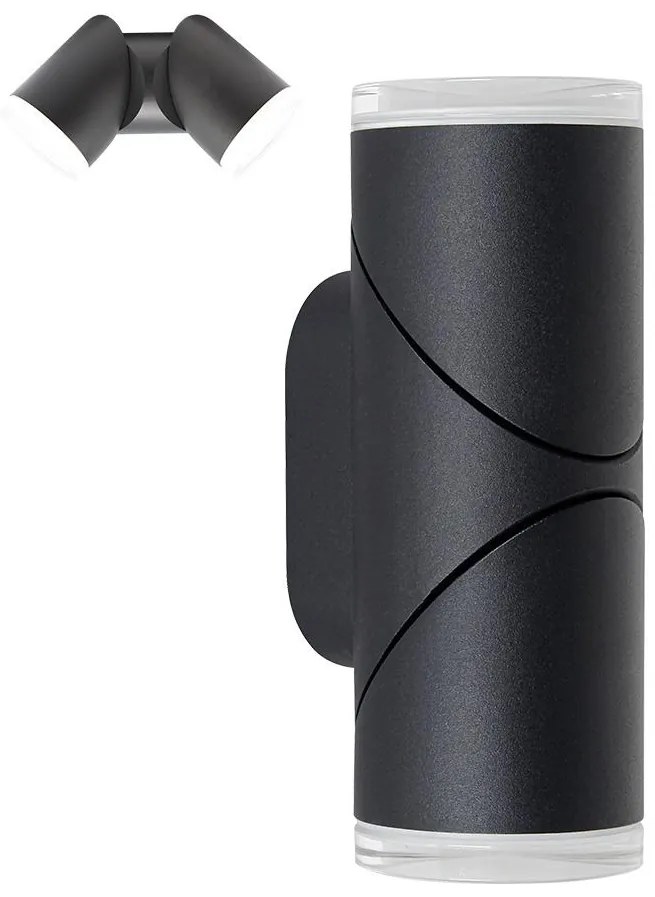 Prezent 28210A - LED Luce Spot a parete da esterno AKARA 2xLED/5W/230V IP65 nero