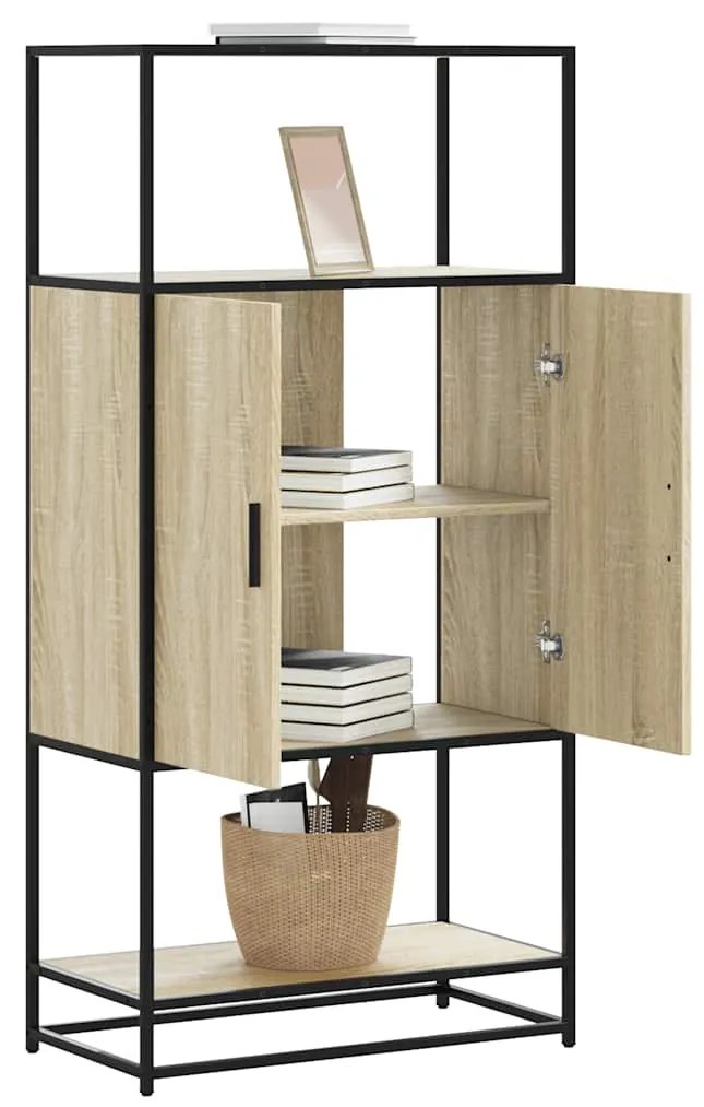 Credenza Rovere Sonoma 68x35x139 Cm Legno Multistrato Metallo /