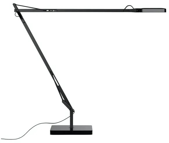 Flos Kelvin Edge Con Base Lampada Da Tavolo orientabile con doppio braccio a luce diretta in alluminio nero lucido