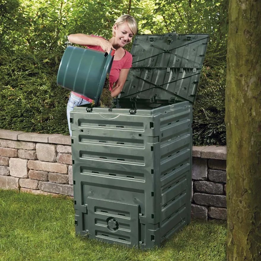 Compostiera da Giardino 300L 60x60xH90cm Rama Eco-Master Verde...