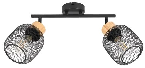 Brilagi - Faretto BASKLITE 2xE27/15W/230V in legno di caucciù/nero