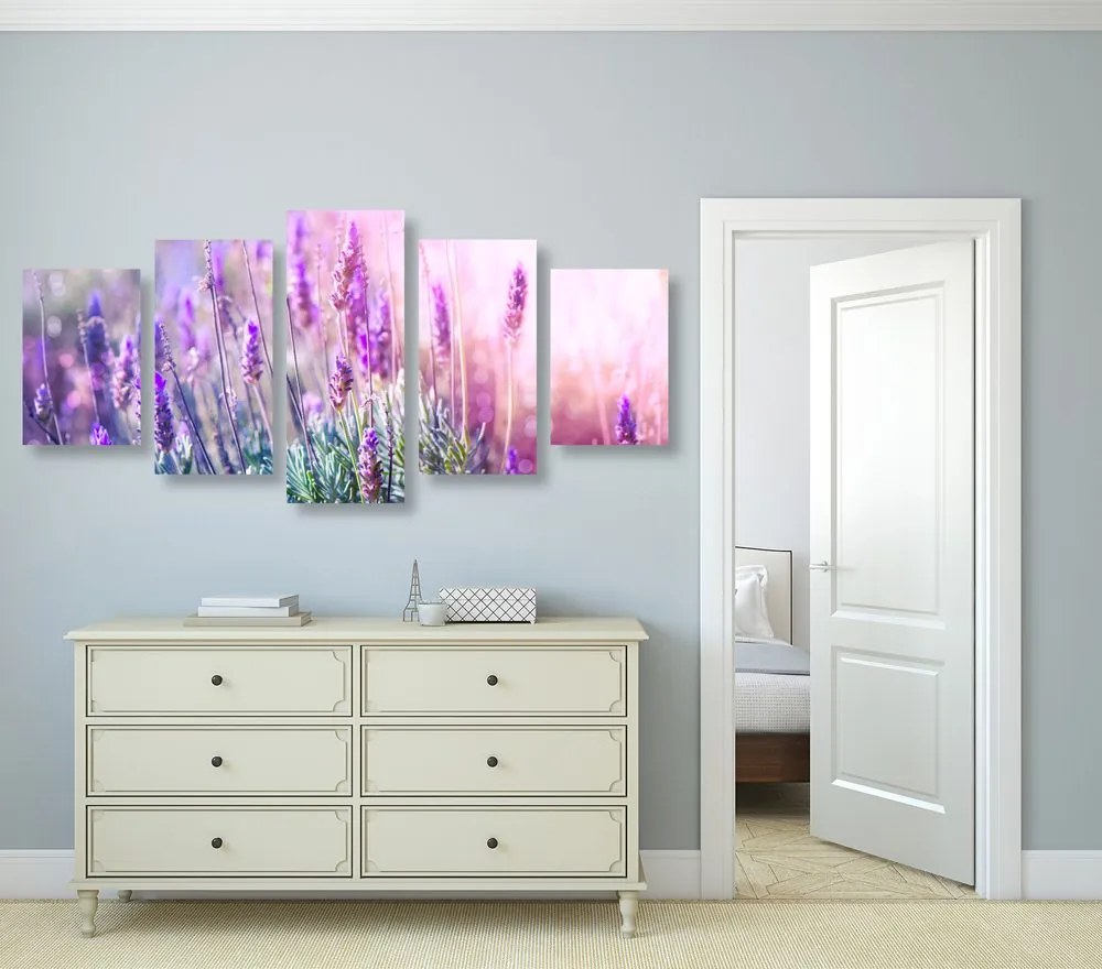 Quadri 5 pezzi – Fiori magici di lavanda