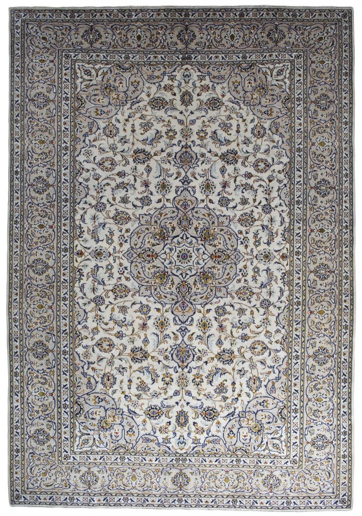 Kashan Tappeto 240x360 Beige (Iran) Annodato A Mano